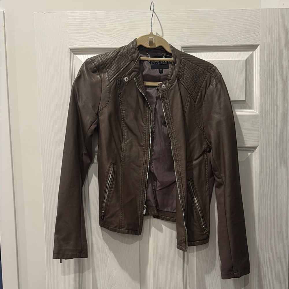 Express Taupe Leather Jacket